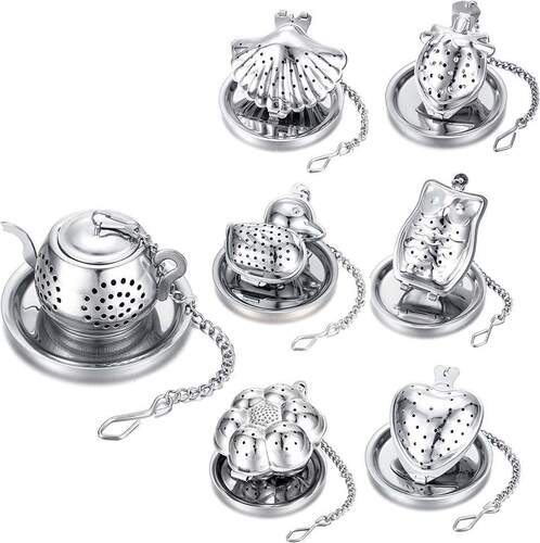 Stainless steel chain tea drain owl small teapot house bird duck shell tea filter creative tea brewer