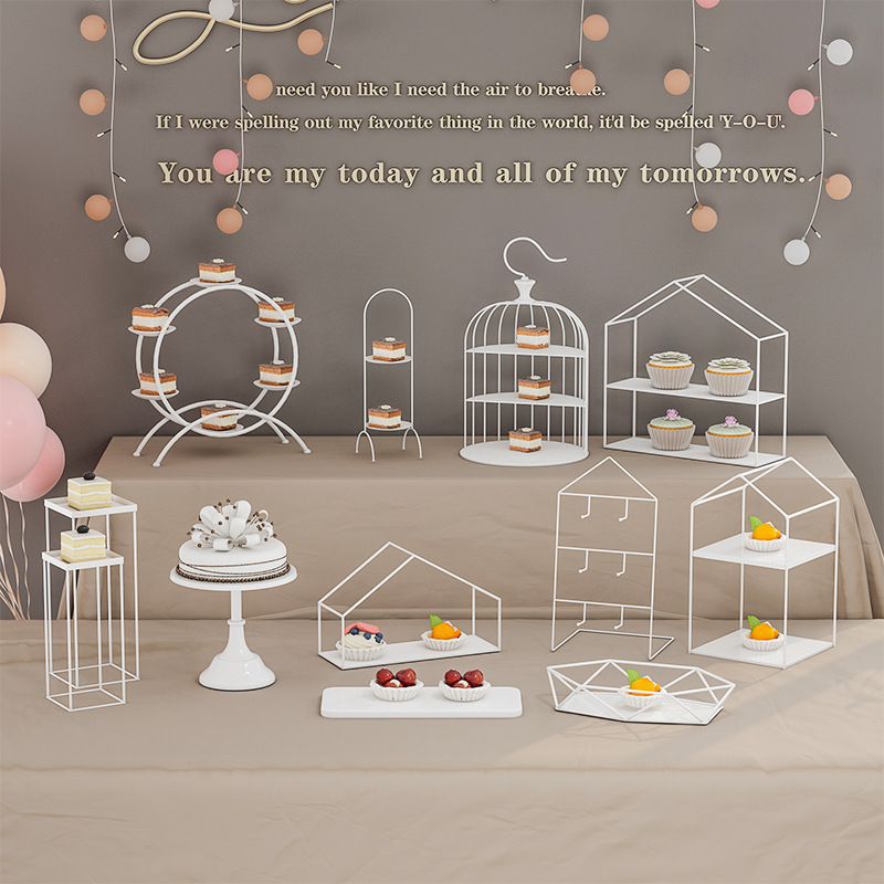 Decoración de mesa de postre simple mesa de postre estante soporte de exhibición decoración de pastelería bandeja de comida fría merienda stand té de la tarde image 3