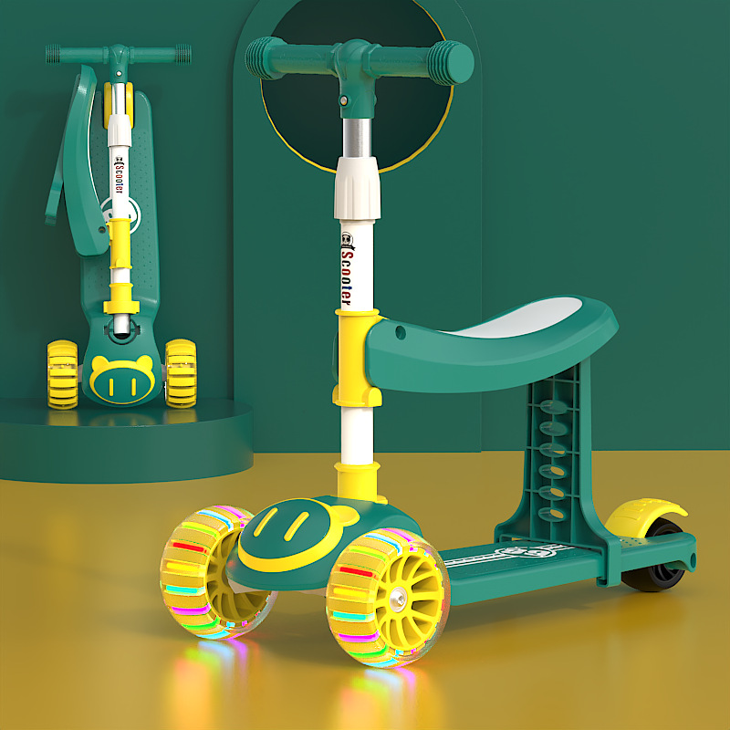 Spot de comercio exterior scooter al por mayor para niños tres en uno sentado y resbaladizo para hombres y mujeres, música para bebés, patinaje ligero