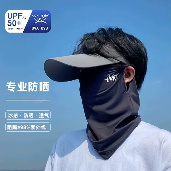 Takeaway Rider Sun Protection Mask for Men, New Anti-Uv Summer Ice Silk Ear-Hanging Veil, Neck Protection, All-In-One Neck Scarf for Women