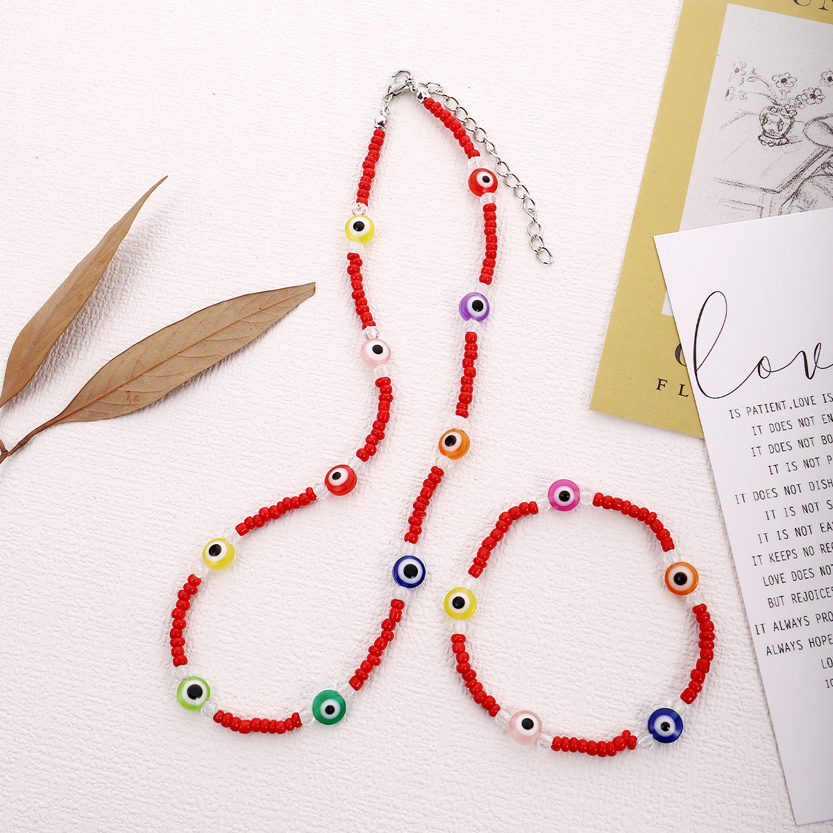 Bohemian Devil's Eye Beaded Women's Bracelets Necklace display picture 3