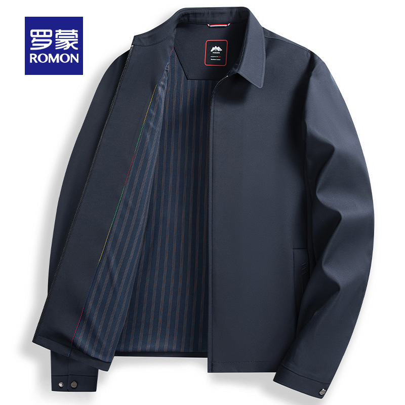 羅蒙中高年幹部服 2025 秋ショートビジネスカジュアルスタンドカラーパパ服ラペルエグゼクティブジャケット男性|undefined