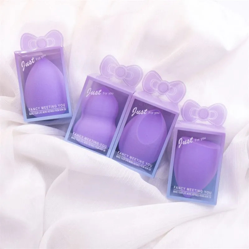 Esponja de Maquillaje de PVC en Caja de Regalo, Ultra Suave, No Absorbente, Corte Oblicuo en Forma de Gota de Agua, Disponible en Stock
