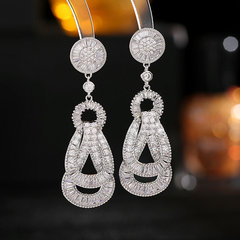 S925 Silver Needle Diamond Embedment Design Rope Knot Earrings, Lightweight Luxury Long Wedding Party High-end Earrings, Wholesale