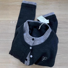 格雷系假两件针织毛衣外套女2025秋冬新款深灰色高级感拼接上衣