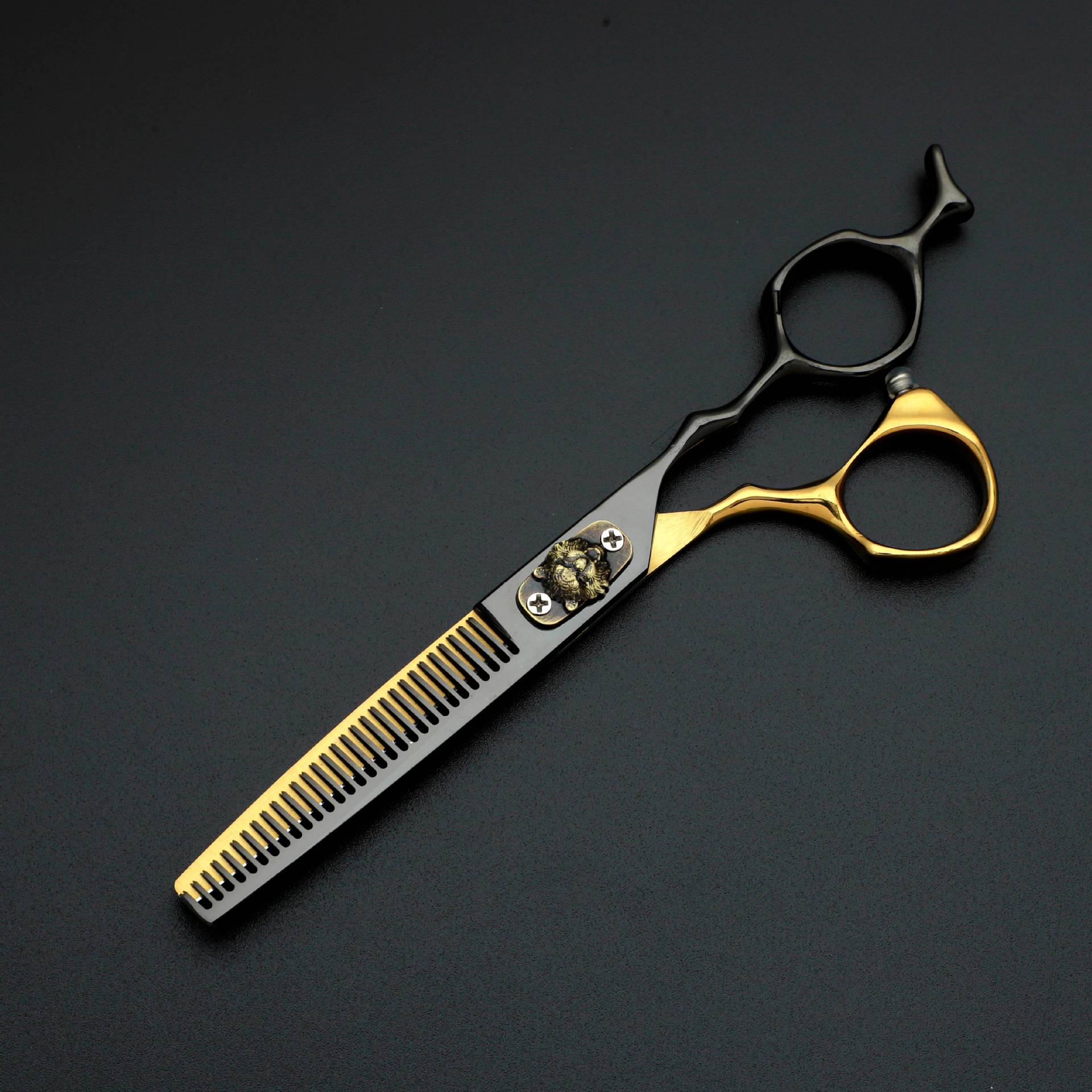 Tijeras de peluquería de alta calidad transfronterizas de oro negro tijeras de corte de pelo profesional tijeras de dientes sin marcas tijeras de corte de pelo peluquería cabello roto