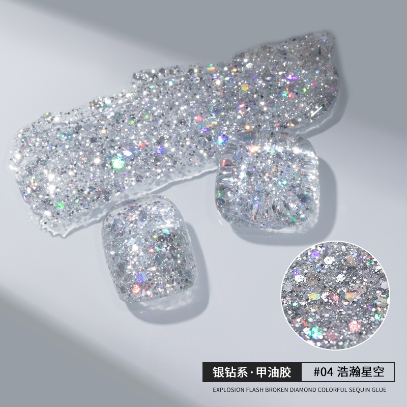 Isa flash nail gel gel gel de sequilla nail art especial taladro de brillo fino taladro de plata platino taladro de plata