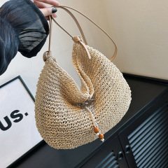 單肩包草編清新海邊度假斜挎包編織大容量通勤簡約百搭包包女批發