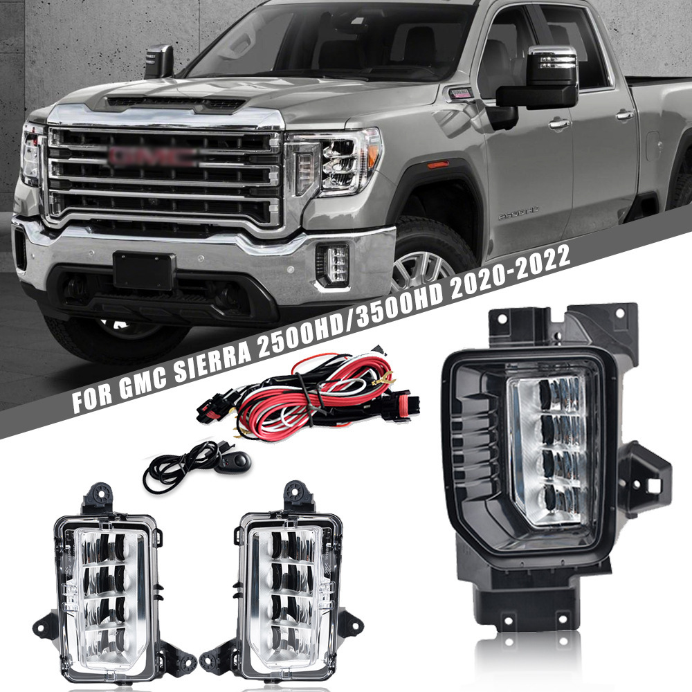 Aplicable a GMC SIERRA 2500HD / 3500HD20 - 22 conjunto de lámpara de niebla LED frontal lámpara de barra de luz diurna