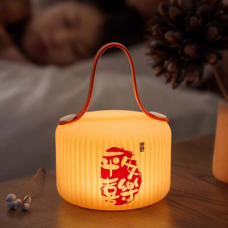 古风灯笼小夜灯卧室床头灯氛围灯中秋创意礼物硅胶灯充电台灯|undefined