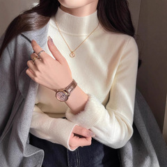 大码加绒加厚毛衣女内搭秋冬季新款保暖半高领打底衫长袖针织上衣
