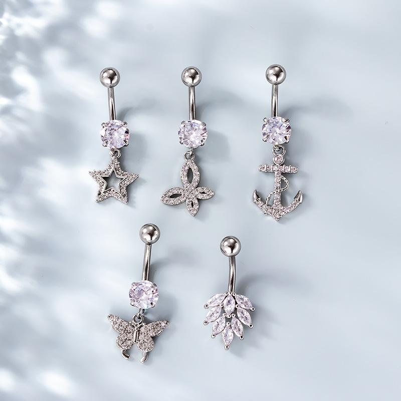 Fashion Butterfly Metal Plating Zircon Belly Ring