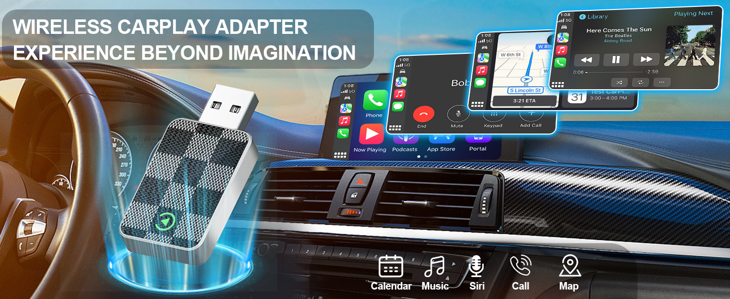 Cross-Border Best-Selling Wireless Carplay Box, Wired to Wireless Carplay Module, Supports Apple and Android Car Systems