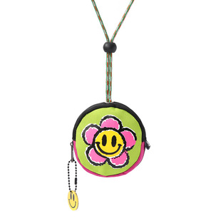 New Crossbody Bag Smiley Key Storage Bag Mini Lipstick Headphone Bag Hanging Neck Schoolbag Pendant Ins Creative