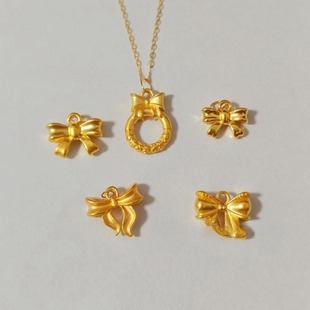 Bowknot 3D Chain Girlfriend Hard Gold Gift 999 in Gold Escape Safe Full Gold Necklace Clasp Set Cloud Pendant Princess