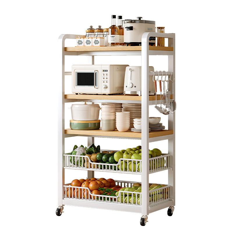 Estante de almacenamiento de cocina tipo piso estante de horno de microondas multicapa doméstico canasta de verduras multifuncional estante de almacenamiento de ranura estrecha