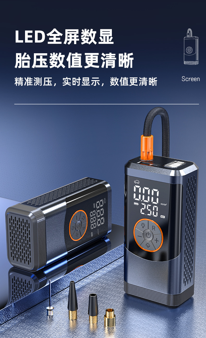 Car-Mounted Wireless Air Pump, Portable Car Air Pump, Electric Car Tire High-Pressure Inflator