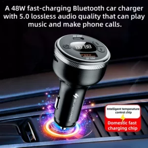 Bluetooth 5.0 avtomobil sürətli şarj cihazı rəqəmsal ekran MP3 pleyer USB