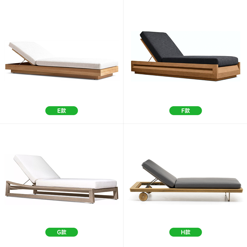 Silla de madera maciza al aire libre Villa patio impermeable muebles de protección solar Jardín al aire libre hotel playa casual cama de madera