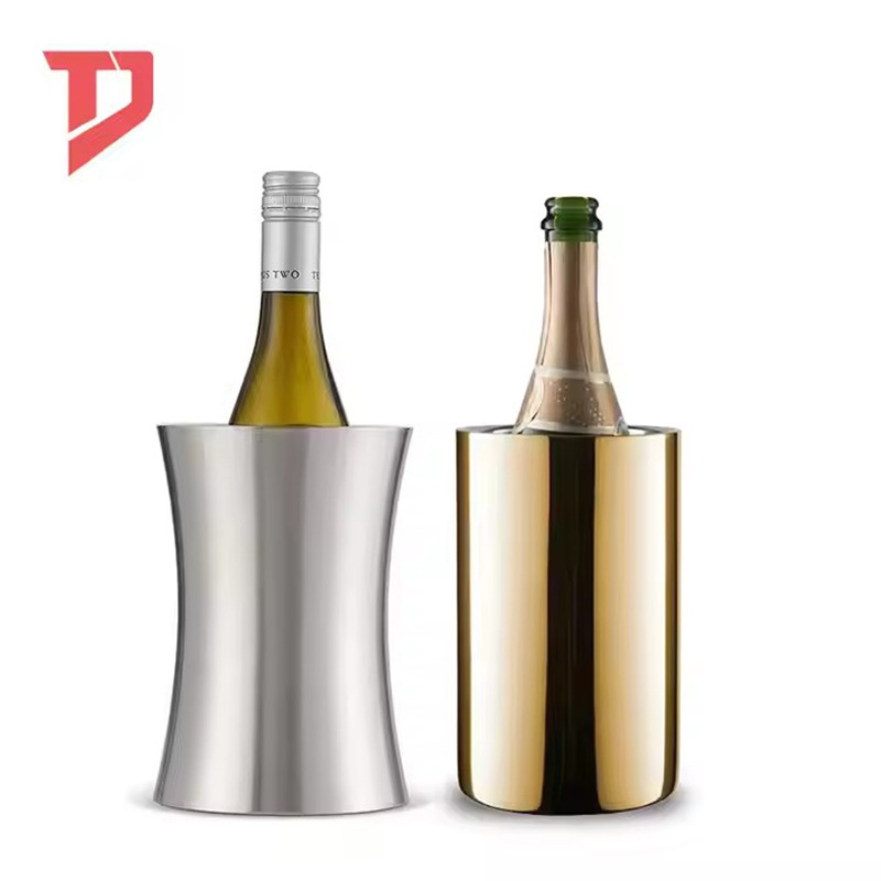 Cubo de hielo de acero inoxidable, doble capa, portátil, ideal para cerveza, vino y champán