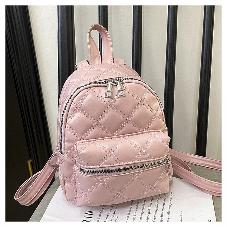 菱格圧痕ファッション清新シンプルファッションリュックサック女性通勤学生クラス個性純色リュックサック|undefined