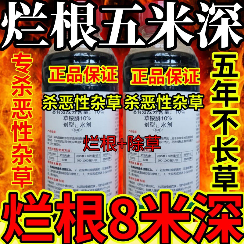 杀草快高浓度精草铵膦铵盐果园牛精草小飞蓬各种杂草烂根五米深