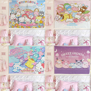 Sanrio Kulomi Cartoon Animation Hanging Cloth Rental House Wall Cloth Decorative Painting High-grade Background Cloth