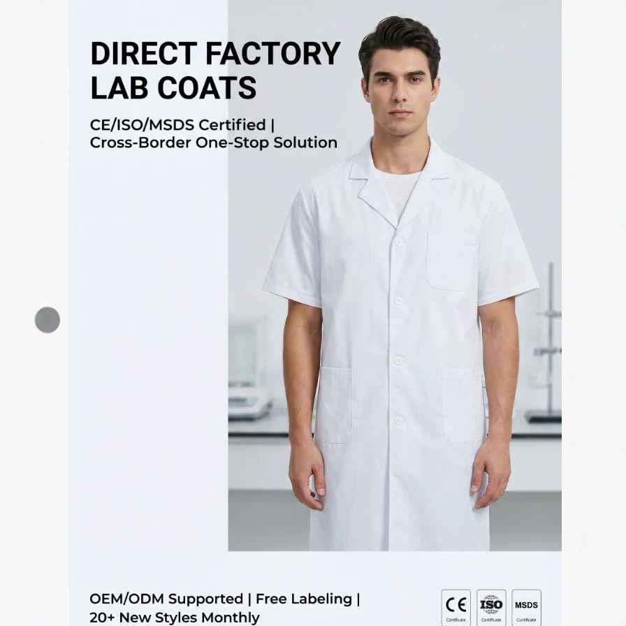 Batas de laboratorio transfronterizas, batas blancas, modelos de comercio exterior para hospitales, uniformes médicos, los más vendidos en Amazon, uniformes de trabajo de manga larga del sudeste asiático. image 1