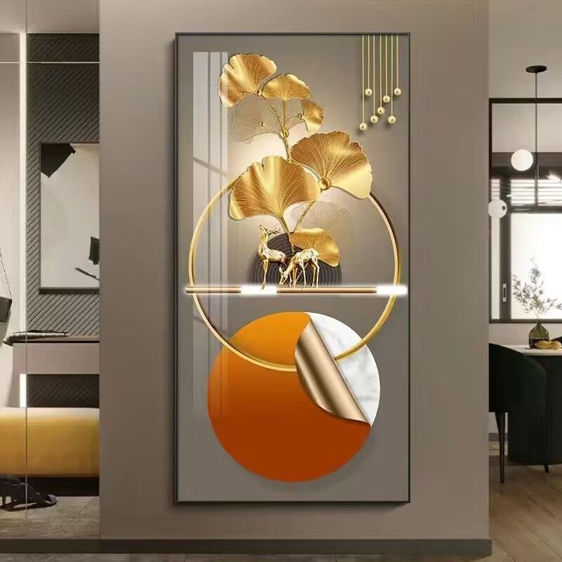入户玄关装饰画走廊过道墙壁画竖版北欧客厅玄幻晶瓷挂画水晶画