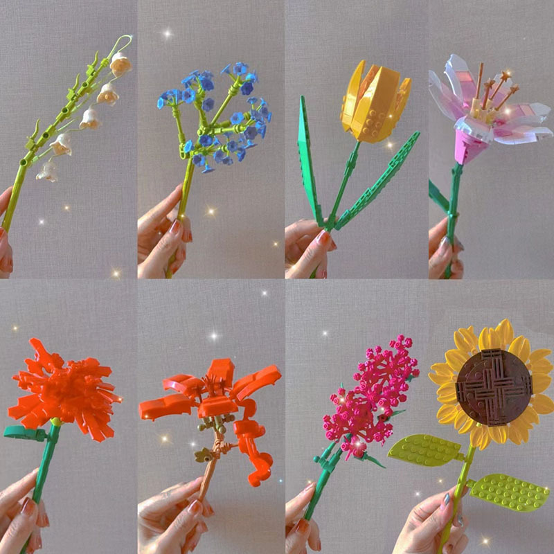 クロスボーダー佳奇積み木花diyはバラの永生花を組み合わせて彼女に祝日のプレゼントシリーズの花束のデスクトップを送ります。|undefined