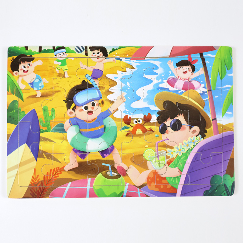 Madera 24 piezas de dibujos animados dinosaurios puzzle de madera plano juguetes de inteligencia infantil