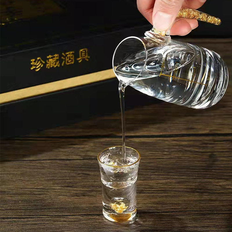 Copa de Vino con Lámina Dorada, Dispensador de Licor, Copa de Vino Pequeña para el Hogar, Copa de Vidrio, Juego de Vino, Copa de Cristal, Copa para Licor