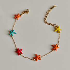 不锈钢海星彩色手链五角星百搭海边度假风彩色新款