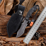 三叉戟户外野营生存一体刀求生多功能直刀高硬度5cr15碳钢户外刀