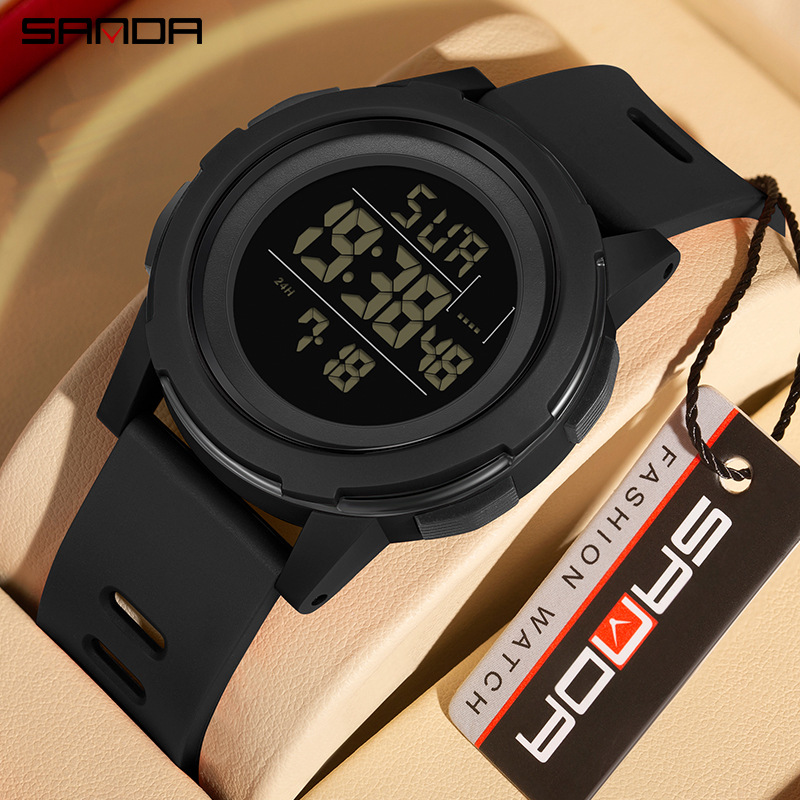 Sanda2188 reloj electrónico de pantalla única tendencia de moda coreana luz nocturna despertador impermeable reloj electrónico 2188