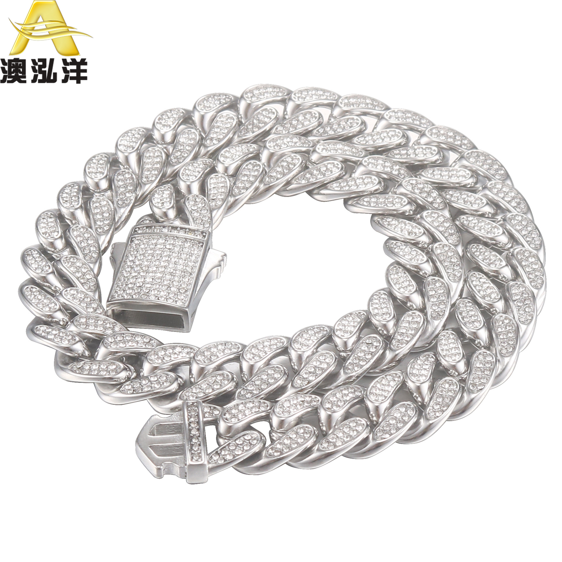 trend necklace and bracelet hip-hop style stainless steel