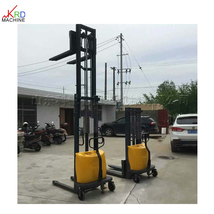 载重1吨2吨搬运车 电动手推式堆高车 小型液压站架式托盘叉车