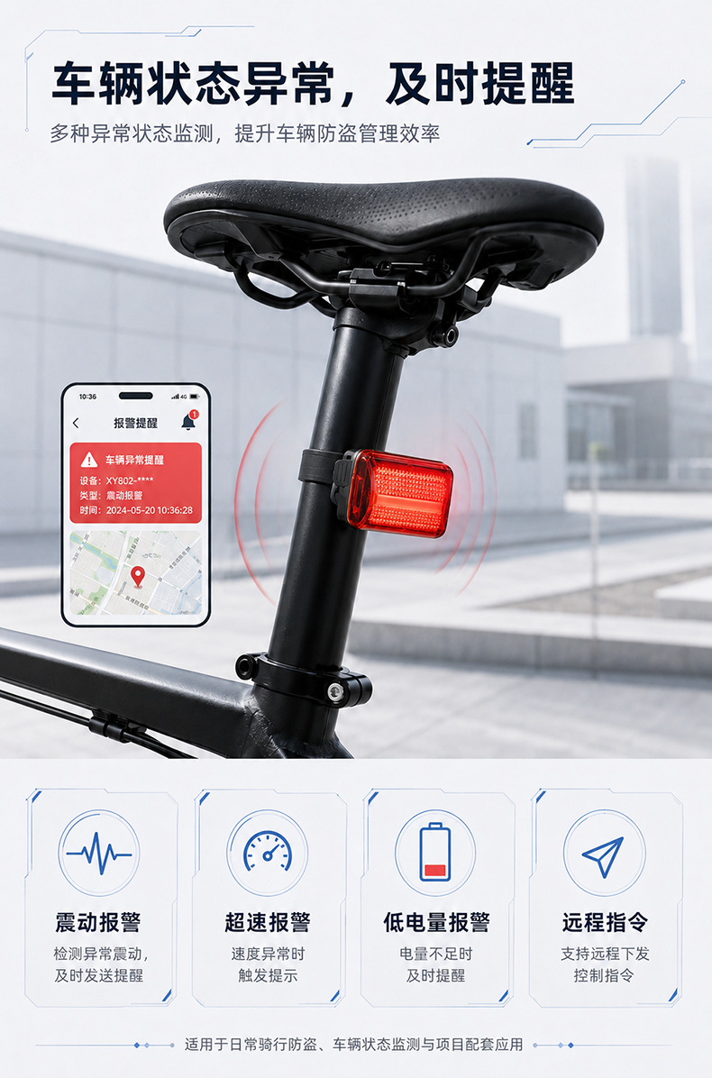 4G Bicycle GPS Locator Tail Light Anti-Theft Tracker Mountain Bike Road Bike Smart Warning Light Cycling Light
