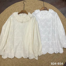 2025春季新款女圆领日系棉打底衫文艺风卫衣绒衫刺绣森系女装ins