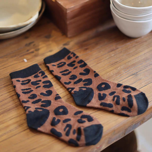 Kids' Leopard-Print Socks 2025 for Girls, Pure Cotton Pile Socks, Breathable & Sweat-Absorbent Mid-Calf Socks—Perfect for Parent-Child Matching, Casual & Versatile Style