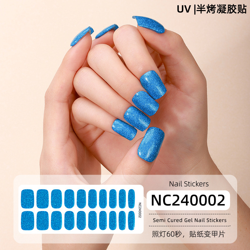 Zhengxiang の新しいインターネット有名人のフラッシュピュアオニオンジェルネイルアートステッカークロスボーダーヨーロッパとアメリカの売れ筋半硬化ジェル UV ネイルステッカー|undefined