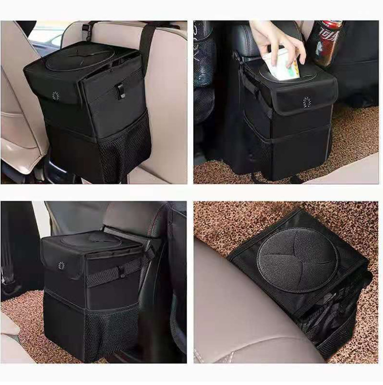 Car-Mounted Waterproof and Leak-Proof Foldable Multifunctional Storage Box with Lid and Seat Back Hanging Garbage Storage Box