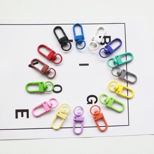 Colorful painted metal hardware hook diy jewelry accessories spring dog buckle U-shaped door buckle rotating key chain pendant