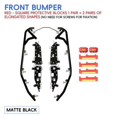 Motorcycle bumper bars, front and rear exhaust - matte-blackenhanced-front-bumper-red-protective-block-comes-with-footrest