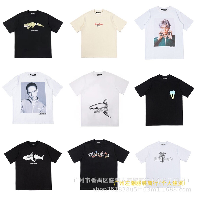 Alcatraz Pa Palm Angel Palm Tree Letter Print Short Sleeve Men's Loose Shoulder Sleeve Top Women's T-Shirt Summer