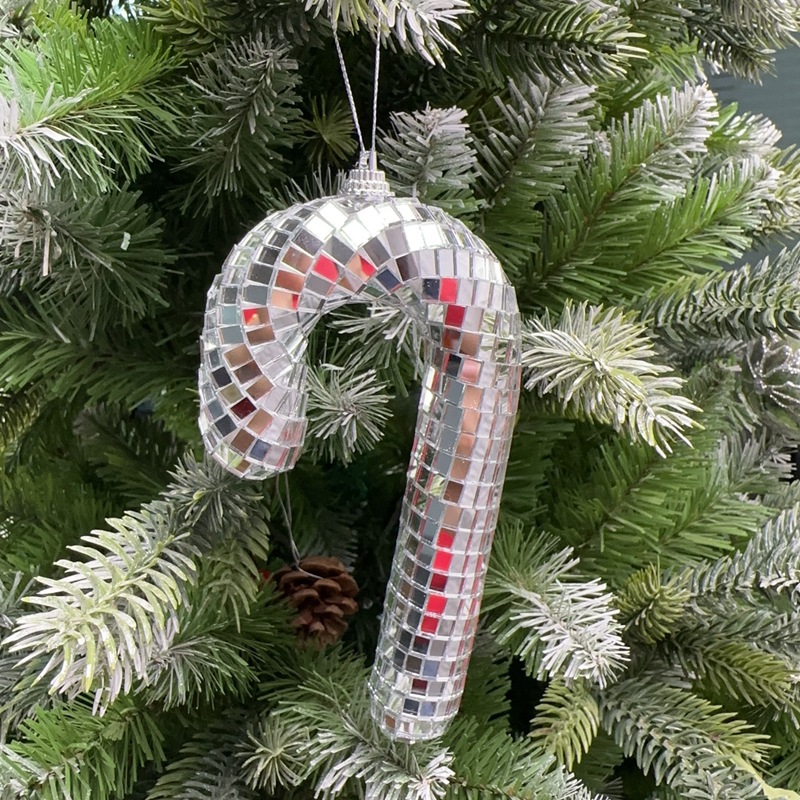 Navidad transfronteriza espuma discoteca espejo muletas decoración colgante árbol de Navidad colgante decoración de vidrio fábrica al por mayor