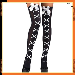 Manufacturer Wholesale Skull Socks Stage Performance Decoration Cross Skeleton Personalized Outfit Halloween Bow Trendy
