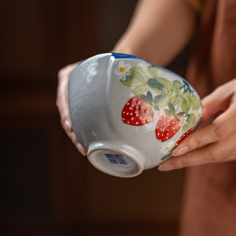 Jingdezhen Ceramic Hand-Painted Bowl, Old Pottery Clay, Antique-Style Creative Rice Bowl, Salad Bowl, Underglaze Color, 4.8-Inch Folded-Edge Bowl Jingdezhen Ceramic Hand-Painted Bowl, Old Pottery Clay, Antique-Style Creative Rice Bowl, Salad Bowl, Underglaze Color, 4.8-Inch Folded-Edge Bowl