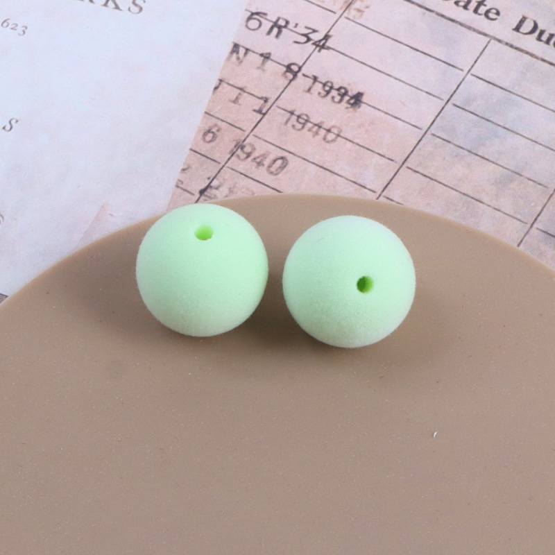 16mm彩色直孔植绒珠通孔圆珠串珠简约百搭diy饰品配件材料批发|undefined
