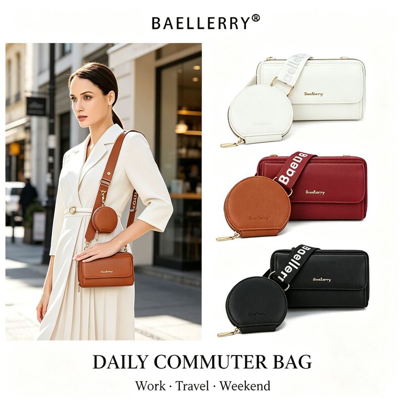 Women's Wallet Fashion New Style Baellerry Lychee Pattern Crossbody Bag Cross-Border Letter Shoulder Bag Mother-Daughter Bag Women's Bag Women's Wallet Fashion New Style Baellerry Lychee Pattern Crossbody Bag Cross-Border Letter Shoulder Bag Mother-Daughter Bag Women's Bag